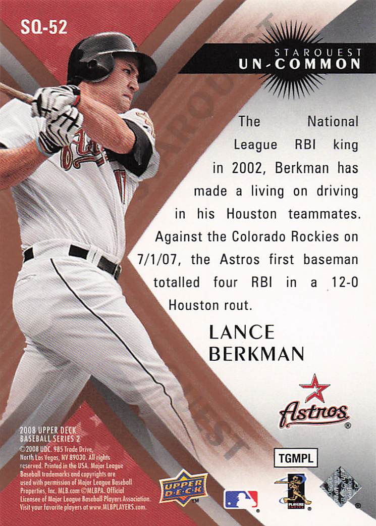2008 Upper Deck Baseball StarQuest Uncommon Lance Berkman #SQ-52