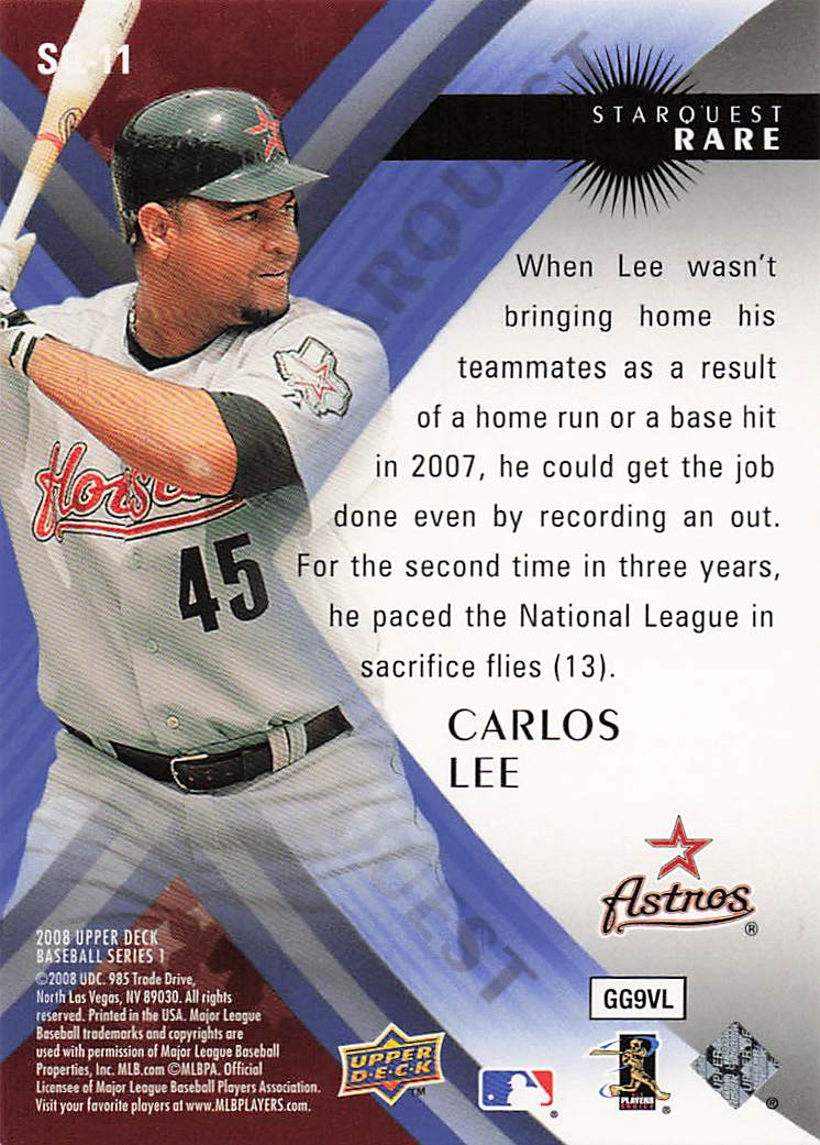 2008 Upper Deck Baseball StarQuest Rare Carlos Lee #SQ-11