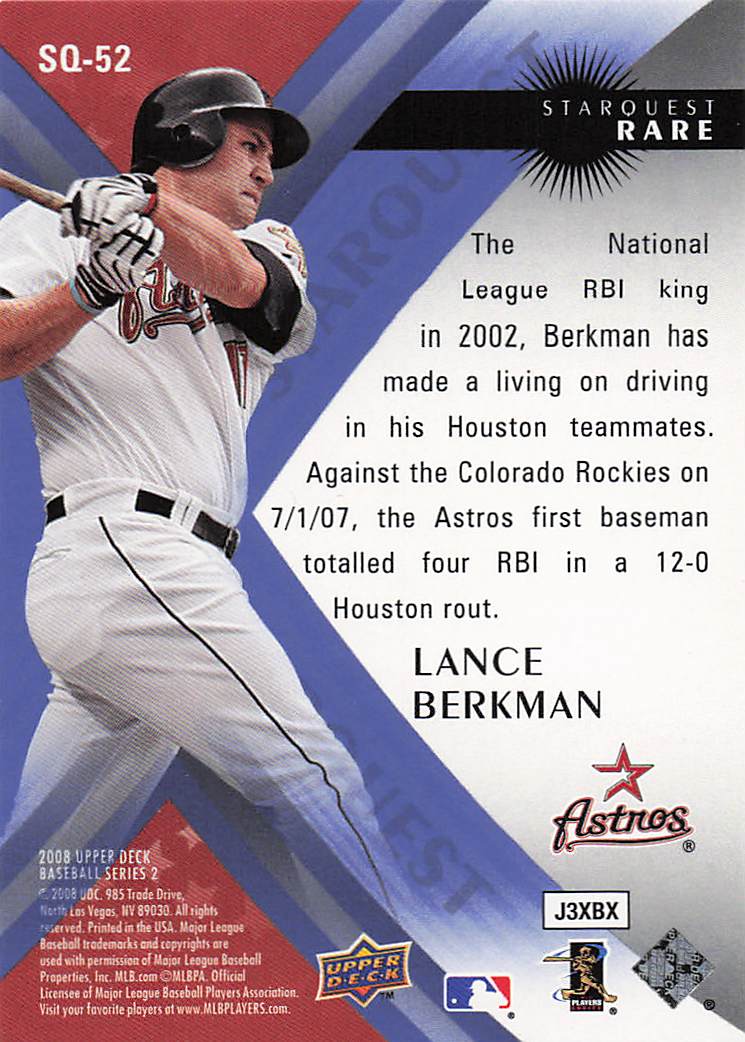 2008 Upper Deck Baseball StarQuest Rare Lance Berkman #SQ-52