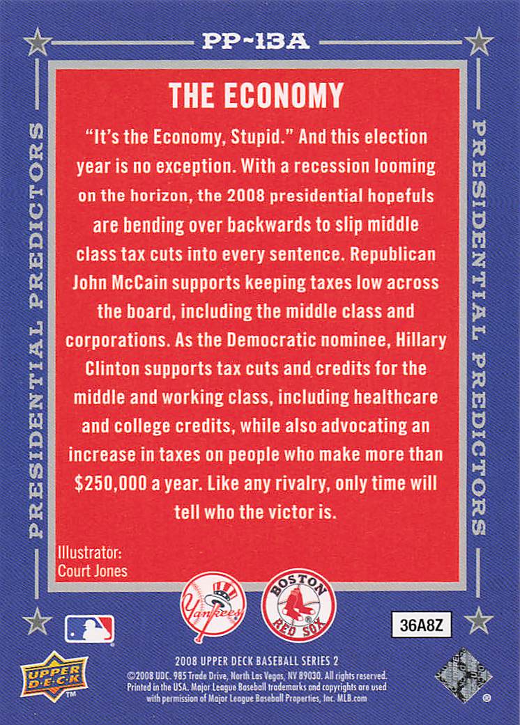 2008 Upper Deck Presidential Predictors John McCain / Hillary Clinton #PP-13A