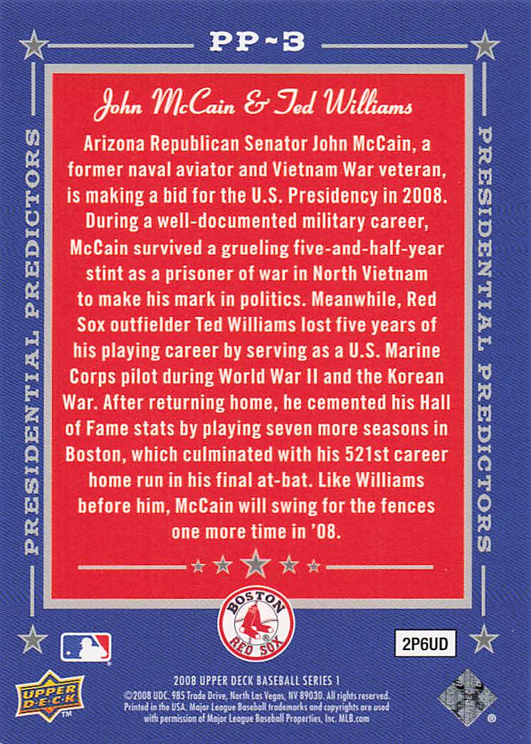 2008 Upper Deck Baseball Presidential Predictors John McCain #PP-3