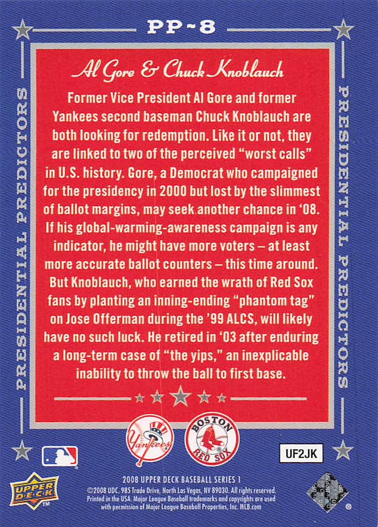 2008 Upper Deck Baseball Presidential Predictors Al Gore #PP-8