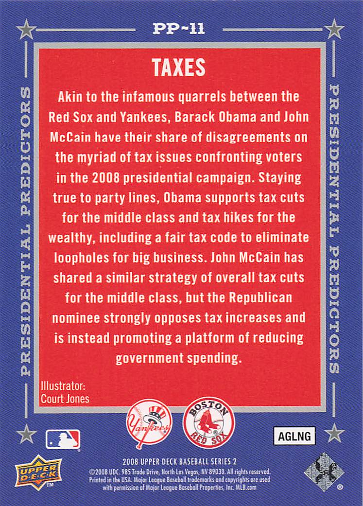 2008 Upper Deck Presidential Predictors Barack Obama / John McCain #PP-11