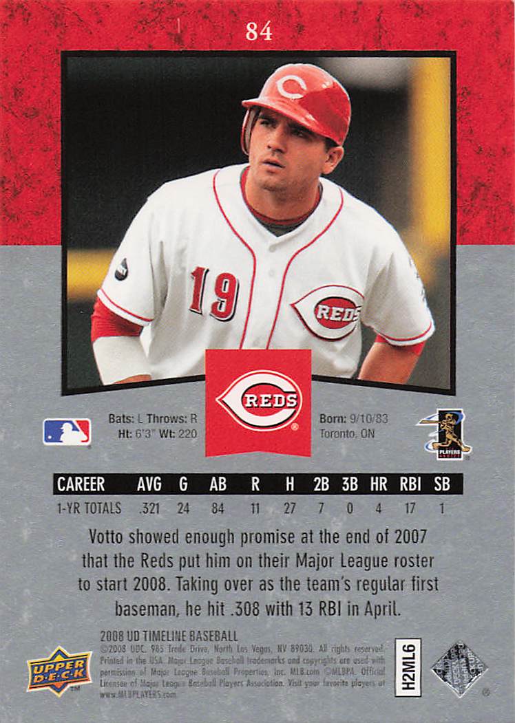 2008 Upper Deck Timeline Baseball Joey Votto #84