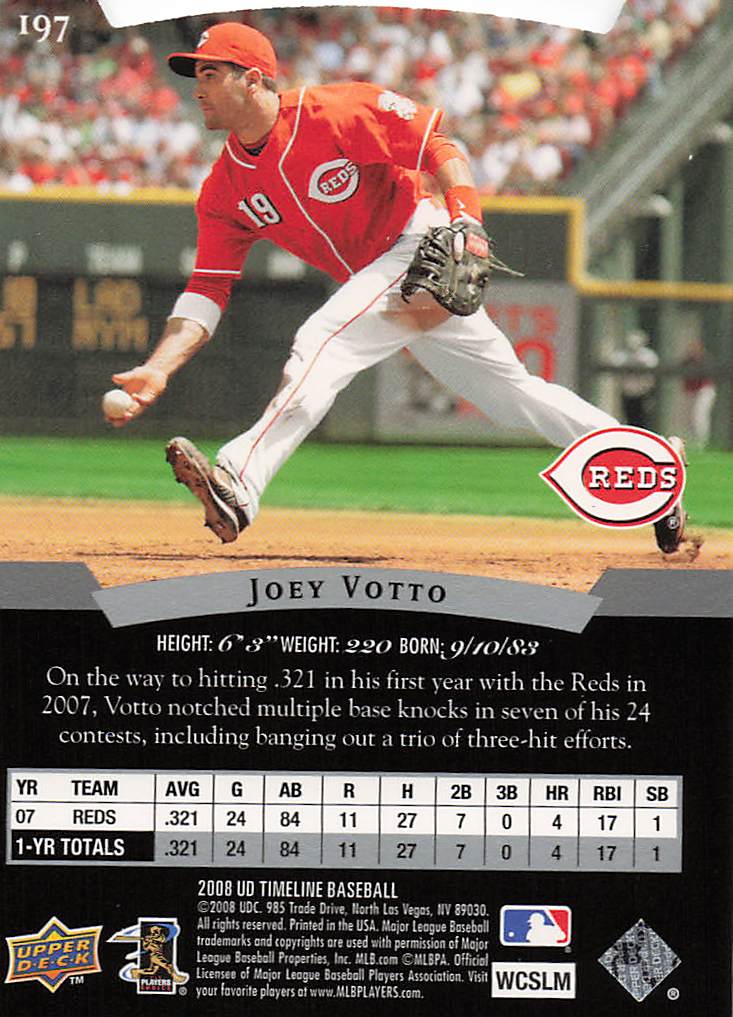2008 Upper Deck Timeline Baseball Joey Votto #197