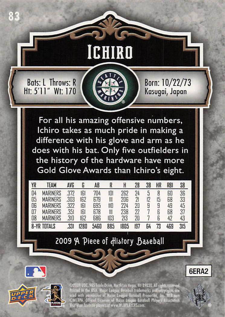 2009 Upper Deck A Piece of History Baseball Ichiro Suzuki #83