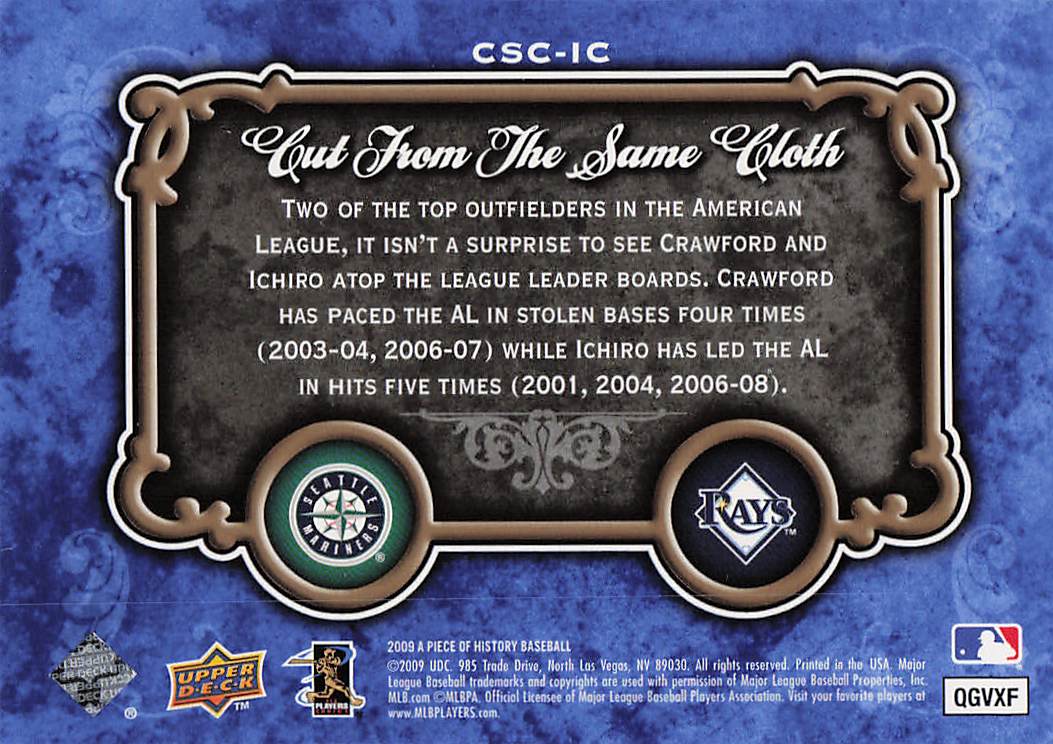 2009 Upper Deck Cut the Same Cloth 198/999 Ichiro Suzuki / Carl Crawford #CSC-IC