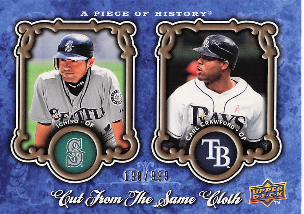 2009 Upper Deck Cut the Same Cloth 198/999 Ichiro Suzuki / Carl Crawford #CSC-IC