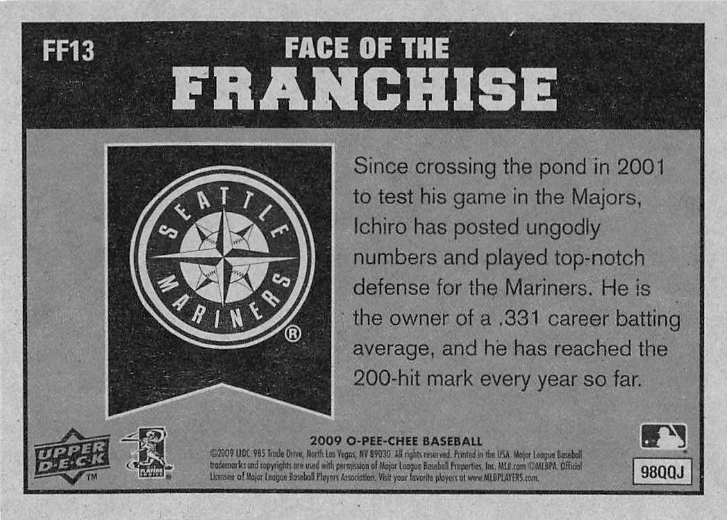 2009 O-Pee-Chee Baseball Pee-Chee - Face of the Franchise Ichiro #FF13