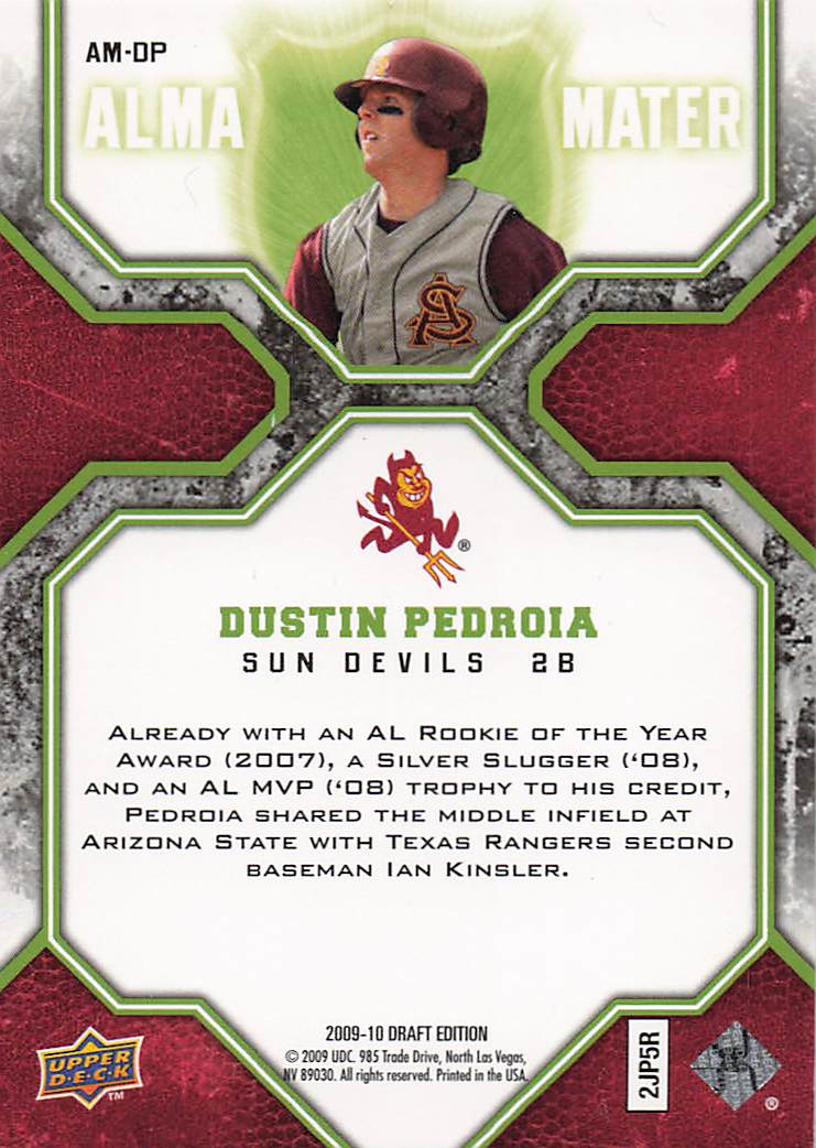2009-10 Upper Deck Draft Edition Alma Mater 43/50 Dustin Pedroia #AM-DP