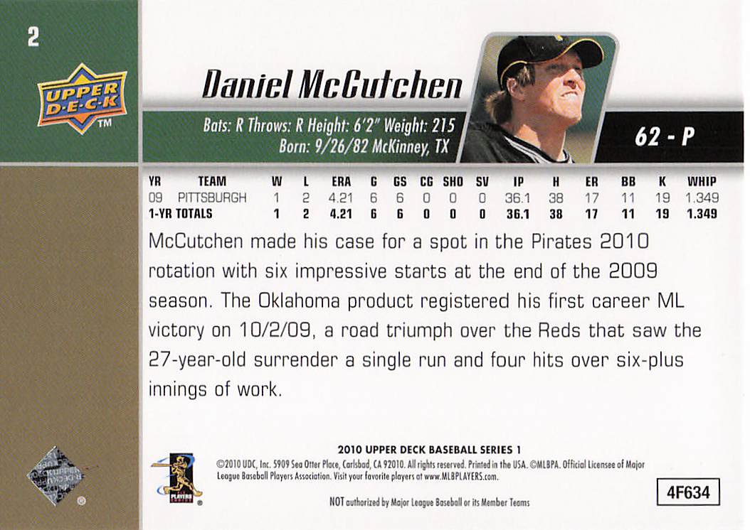 2010 Upper Deck Baseball Daniel McCutchen #2 Rookie