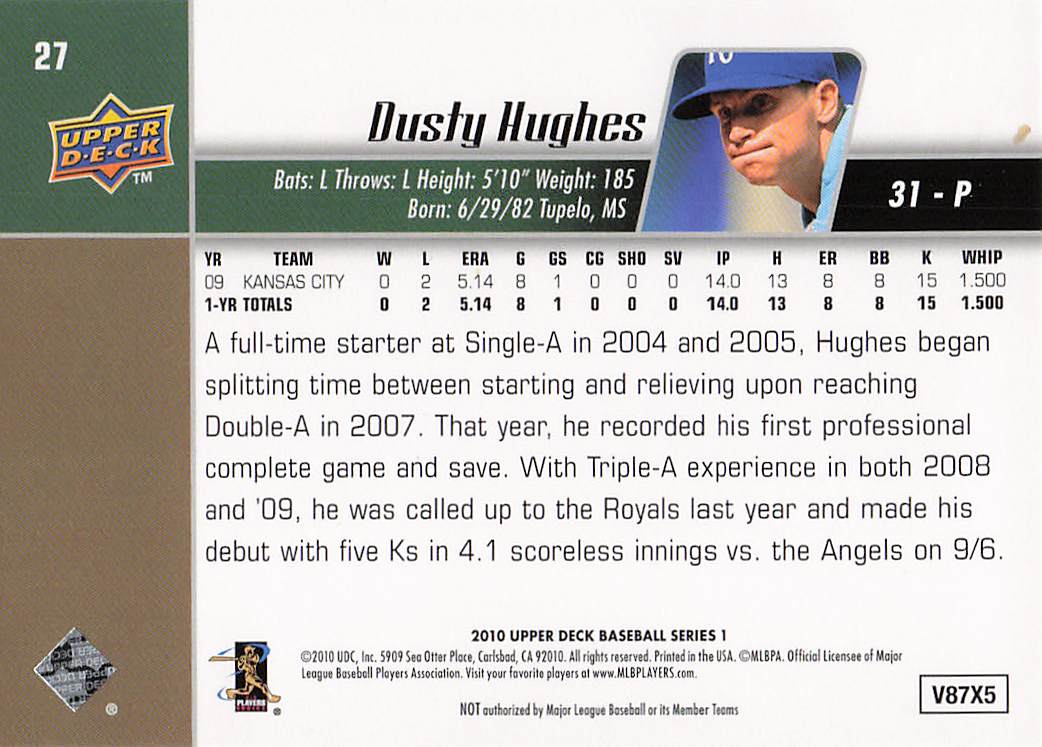 2010 Upper Deck Baseball Dusty Hughes #27 Rookie