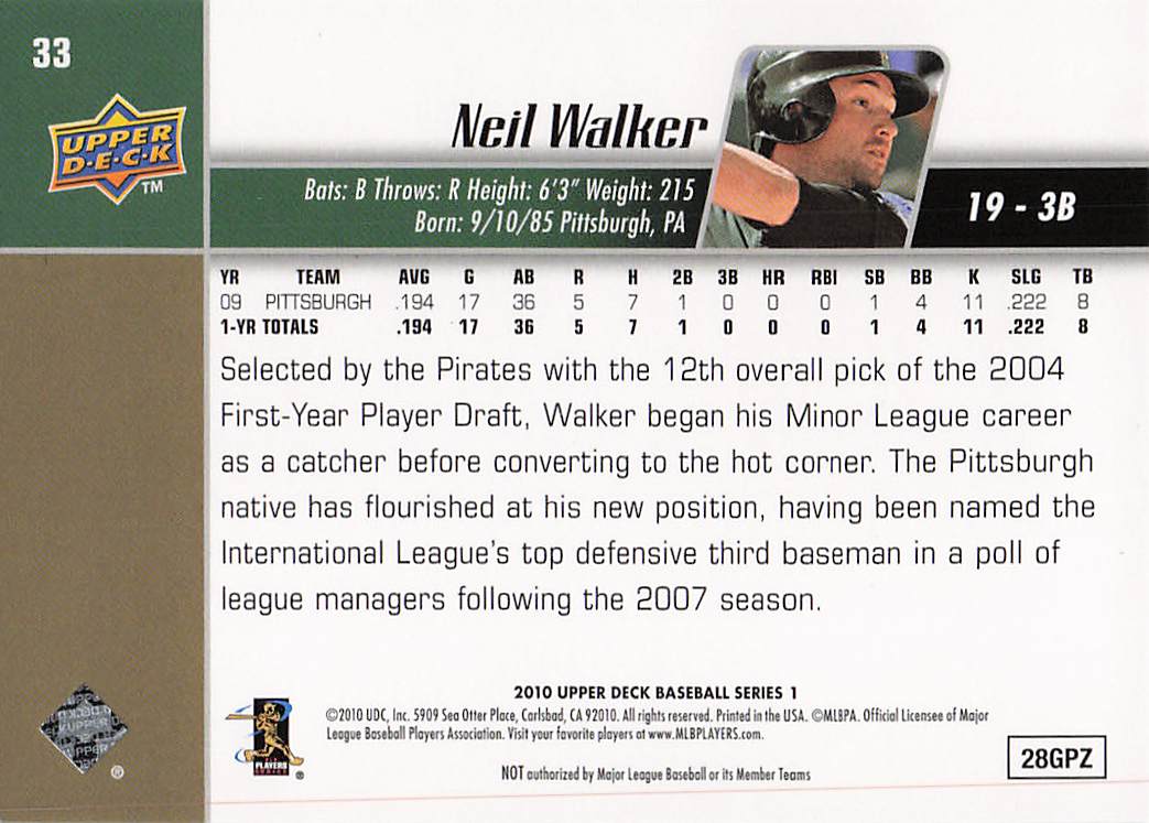 2010 Upper Deck Baseball Neil Walker #33