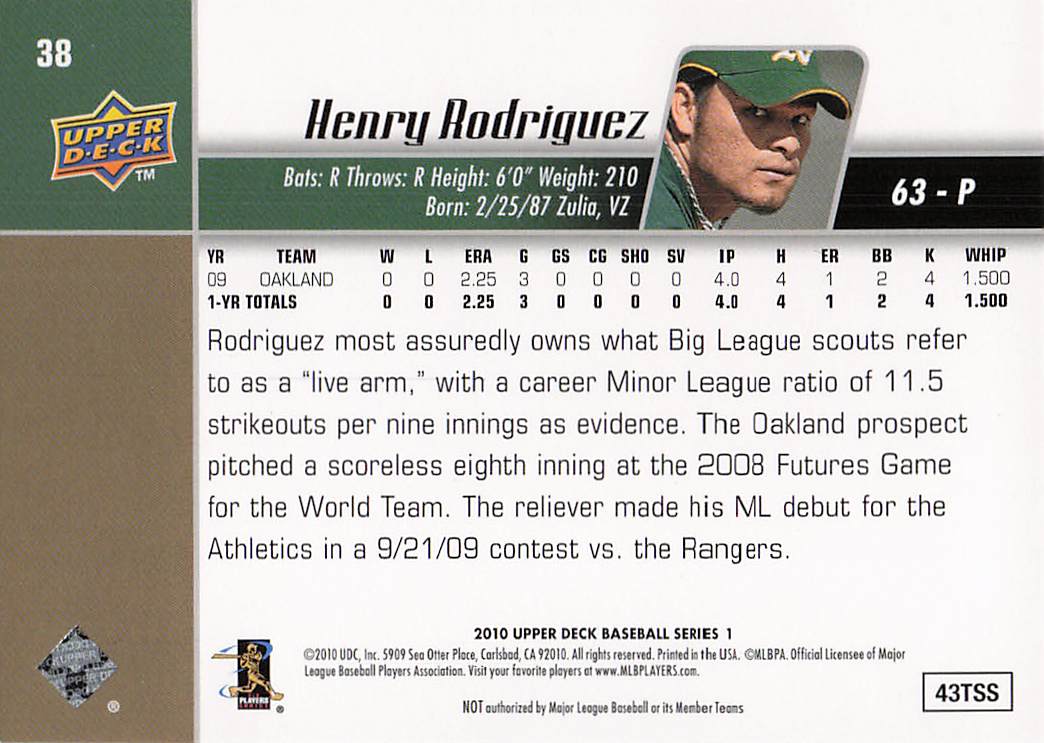 2010 Upper Deck Baseball Henry Rodriguez #38 Rookie