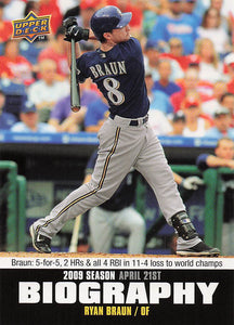 2010 Upper Deck Baseball Season Biography Ryan Braun #SB-19