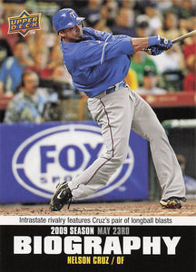 2010 Upper Deck Baseball Season Biography Nelson Cruz #SB-57