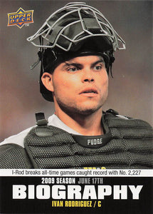 2010 Upper Deck Baseball Season Biography Ivan Rodriguez #SB-89