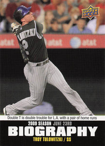 2010 Upper Deck Baseball Season Biography Troy Tulowitzki #SB-97