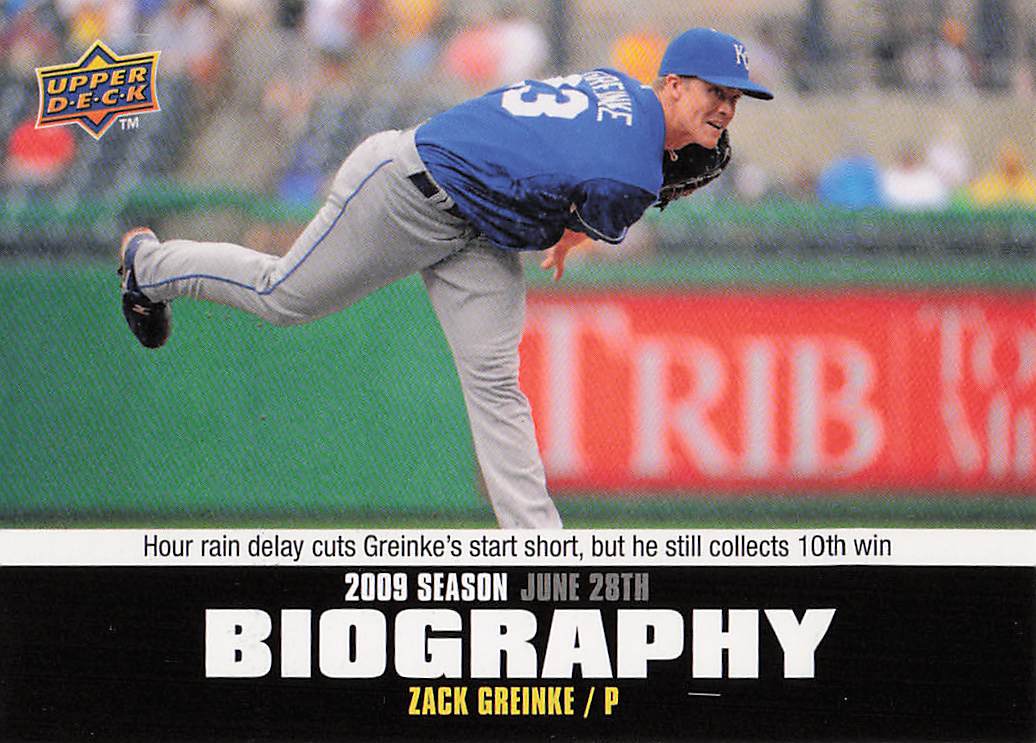 2010 Upper Deck Baseball Season Biography Zack Greinke #SB-104