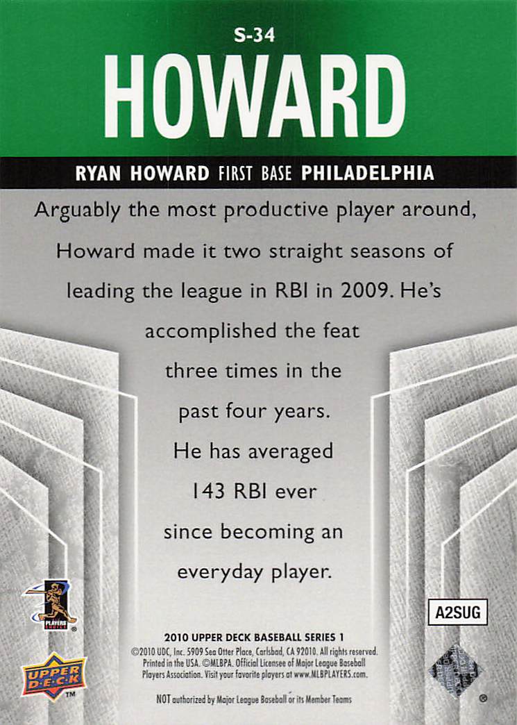 2010 Upper Deck Baseball Supreme Blue Ryan Howard #S-34