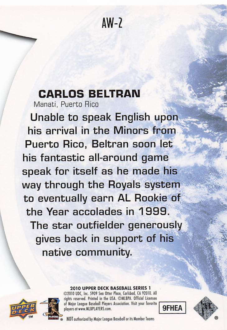 2010 Upper Deck Baseball All-World Carlos Beltran #AW-2
