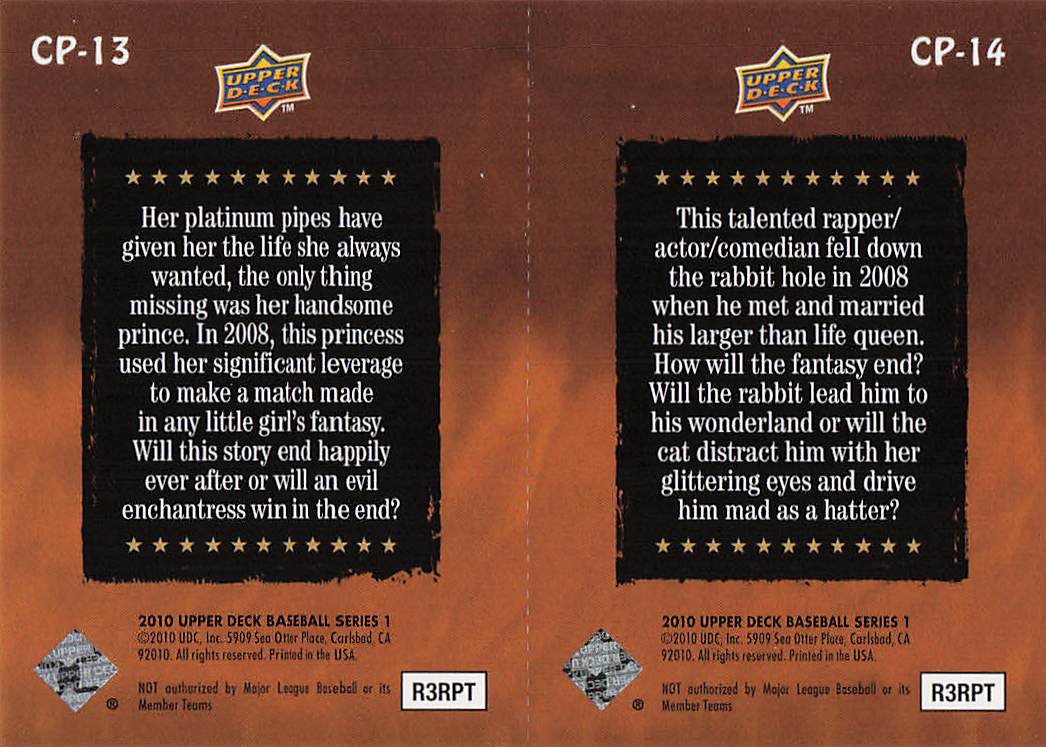 2010 Upper Deck Celebrity Predictors Mariah Carey / Nick Cannon #CP13-CP14