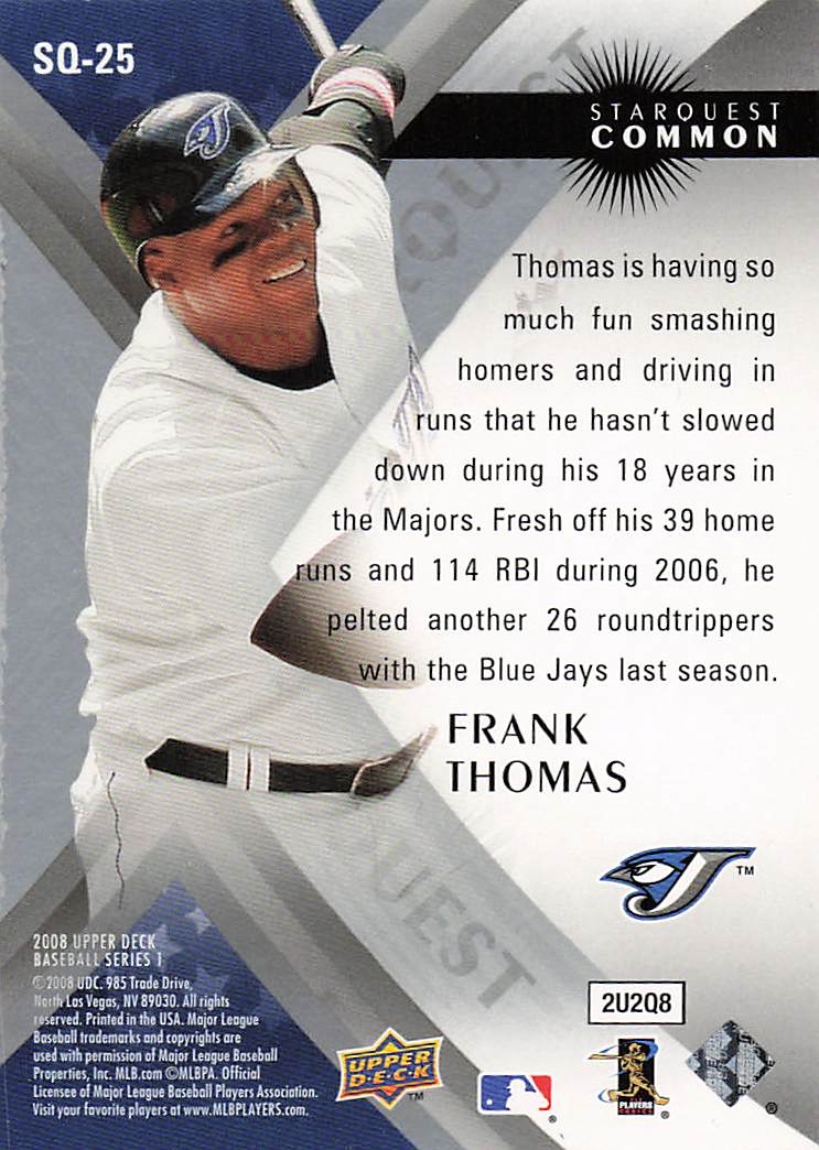 2008 Upper Deck Baseball StarQuest Common Frank Thomas #SQ-25