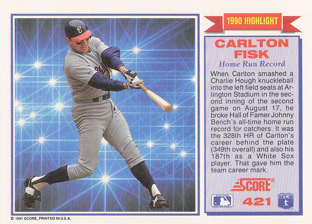 1991 Score Baseball Carlton Fisk #421