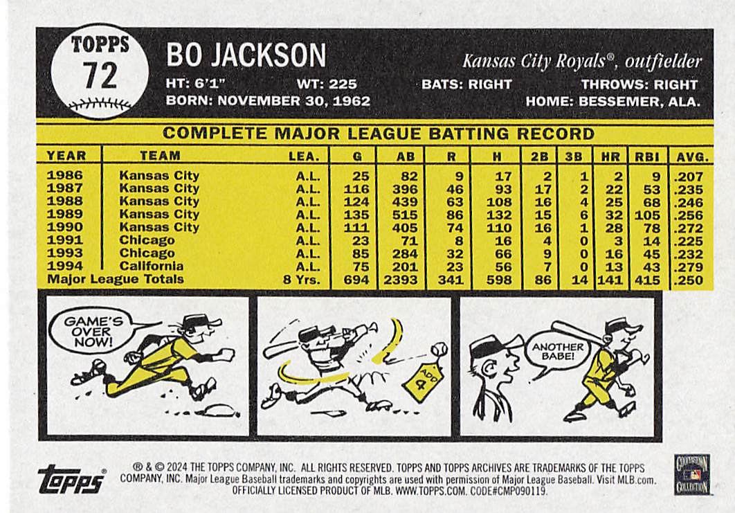 2024 Topps Archives Baseball Bo Jackson #72