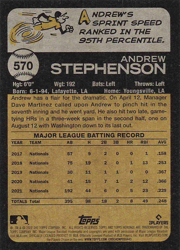 2022 Topps Heritage Baseball Andrew Stevenson #570