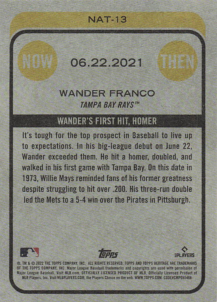 2022 Topps Heritage Baseball Now and Then Wander's First Home Run #NAT-13