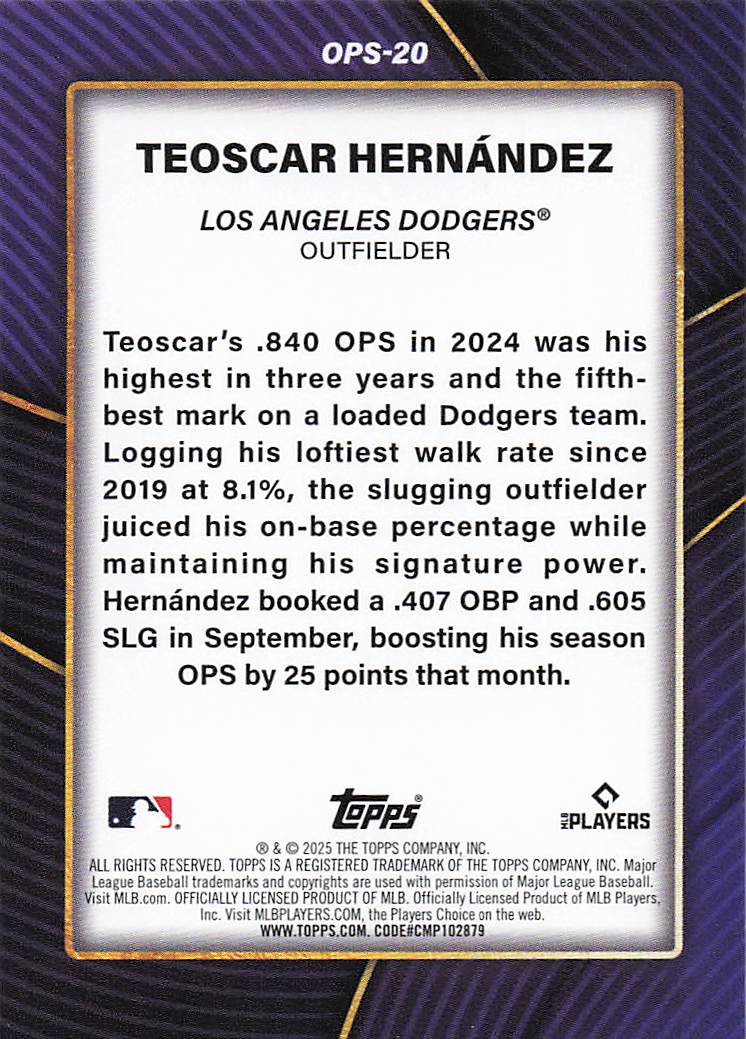 2025 Topps Baseball OPS Leaders Teoscar Hernández #OPS-20