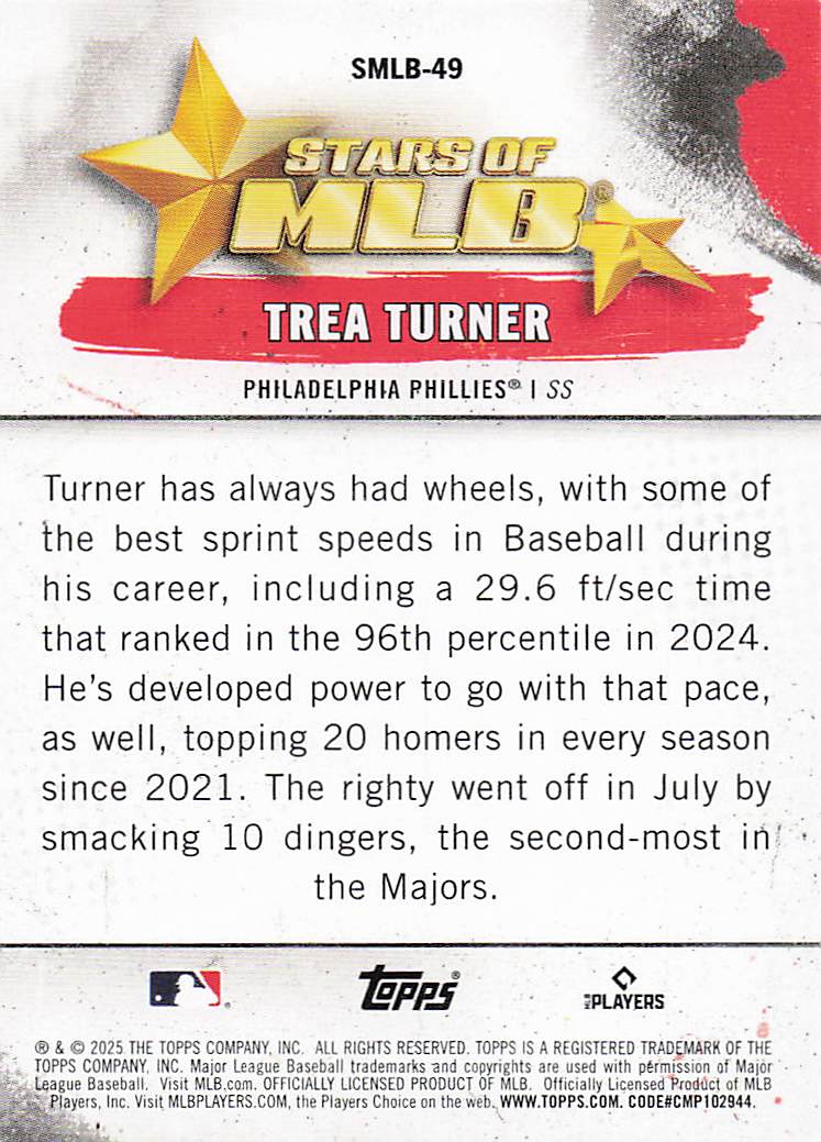 2025 Topps Baseball Stars of MLB Trea Turner #SMLB-49