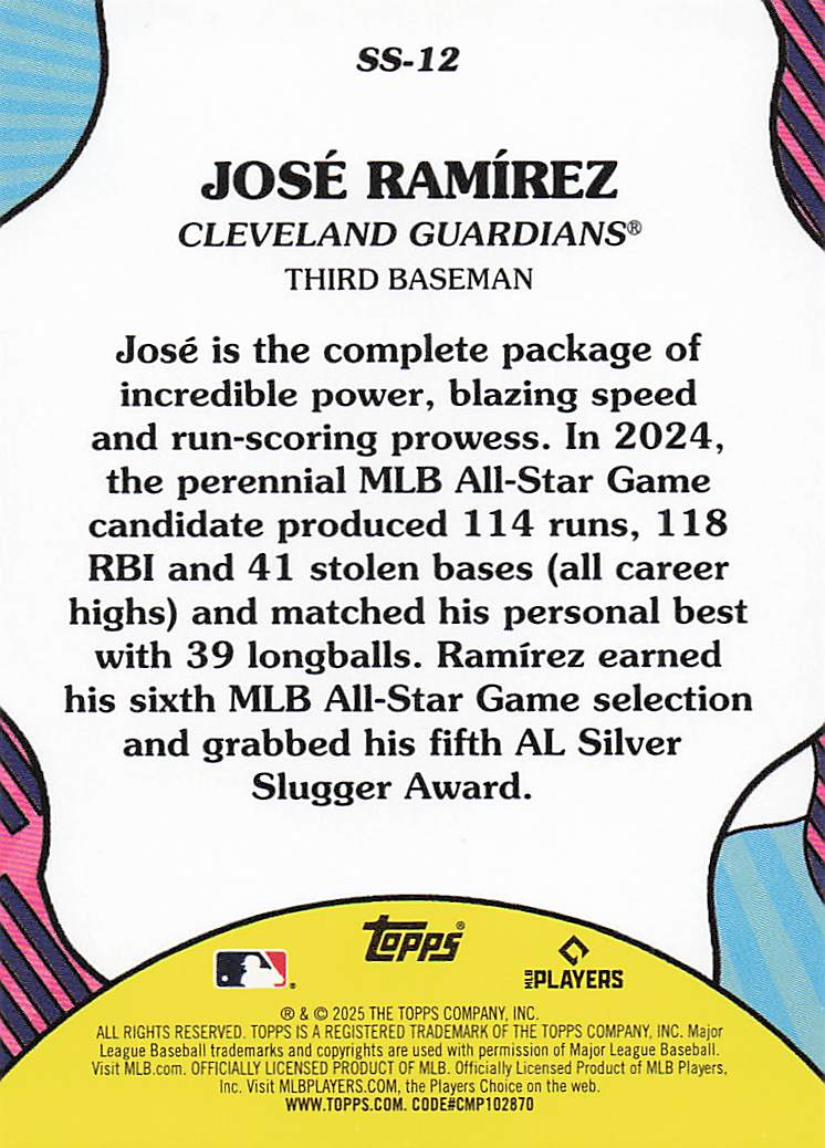 2025 Topps Baseball Summer Superstars José Ramírez #SS-12