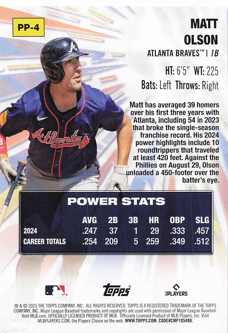2025 Topps Baseball Power Players Matt Olson #PP-4