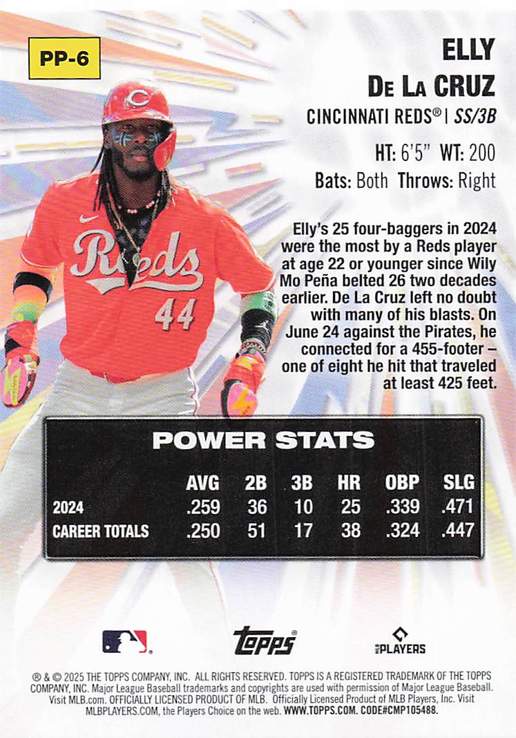 2025 Topps Baseball Power Players Elly De La Cruz #PP-6
