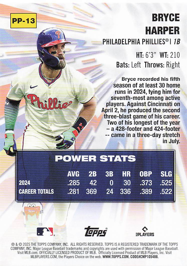 2025 Topps Baseball Power Players Bryce Harper #PP-13