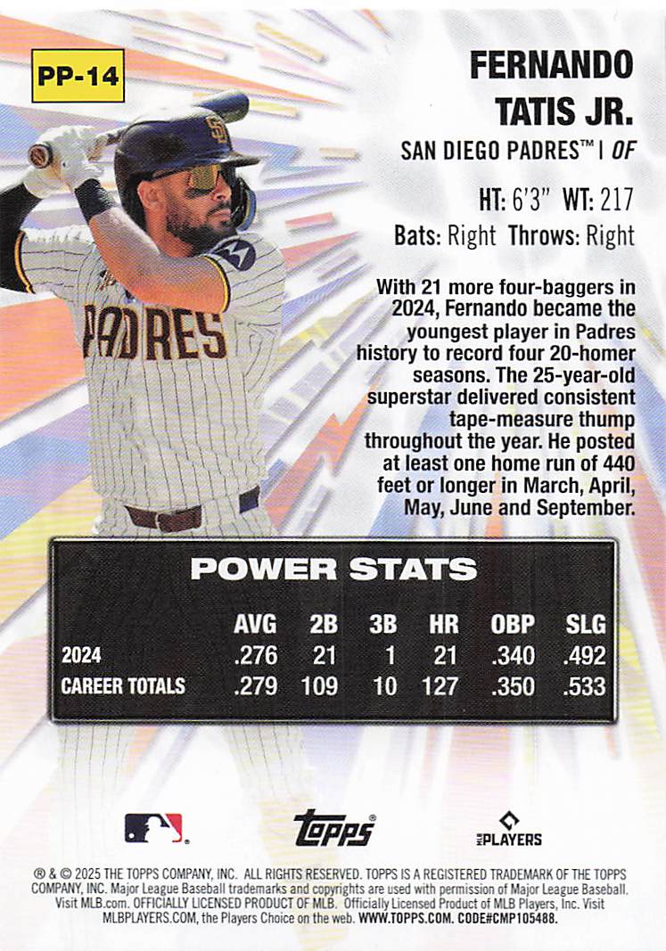 2025 Topps Baseball Power Players Fernando Tatis Jr. #PP-14