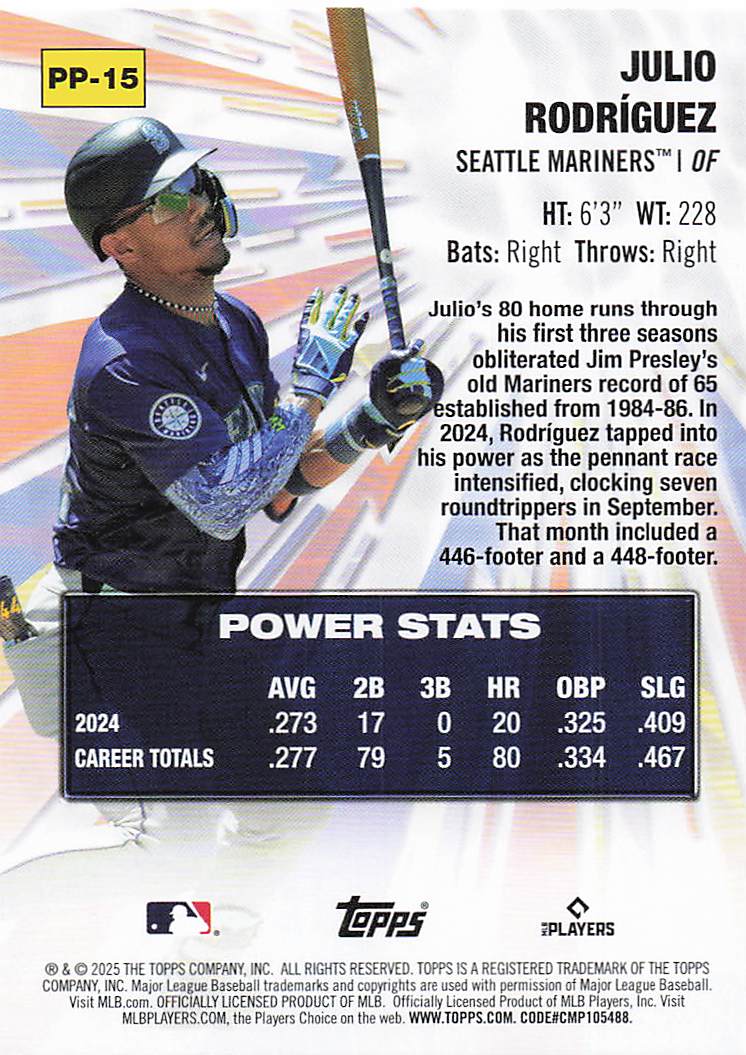 2025 Topps Baseball Power Players Julio Rodríguez #PP-15