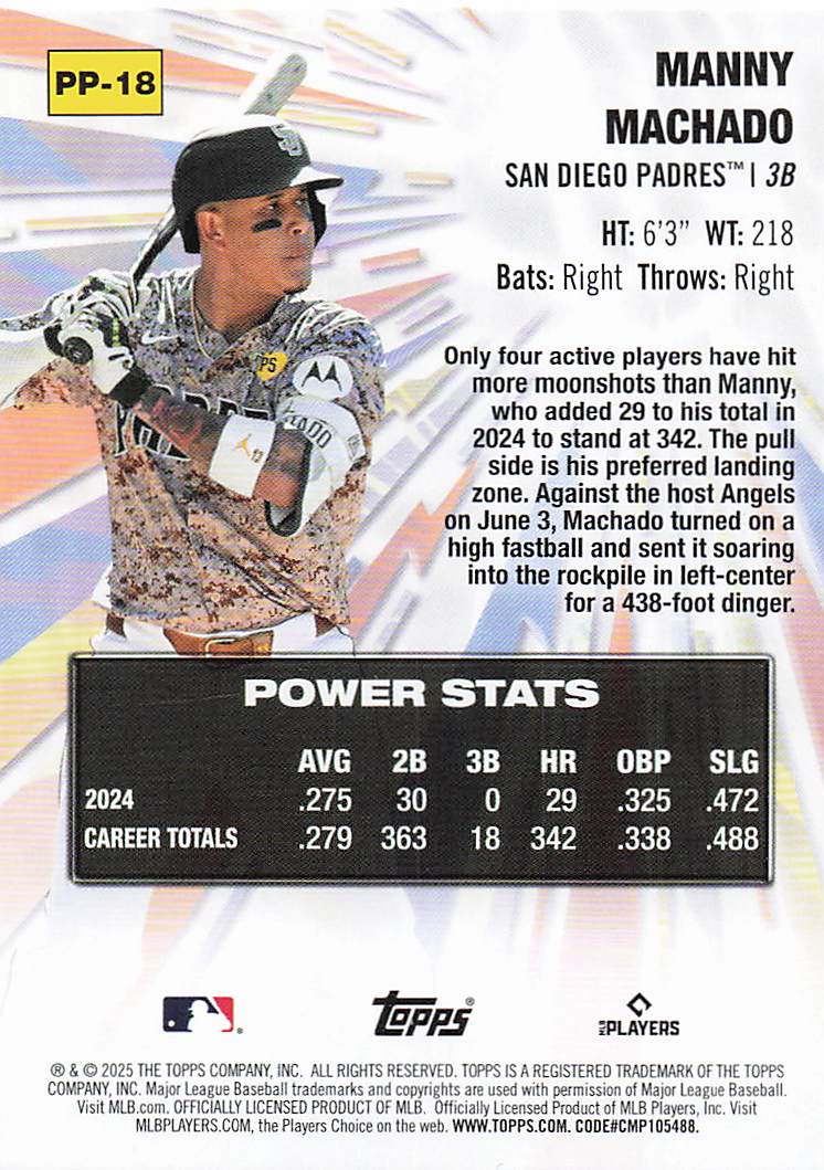 2025 Topps Baseball Power Players Manny Machado #PP-18