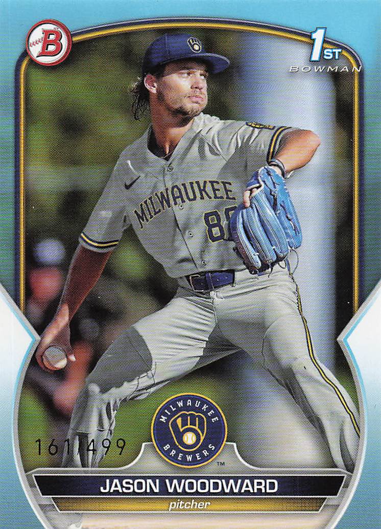 2023 Bowman Draft Baseball Sky Blue 161/499 Jason Woodward #BD-97