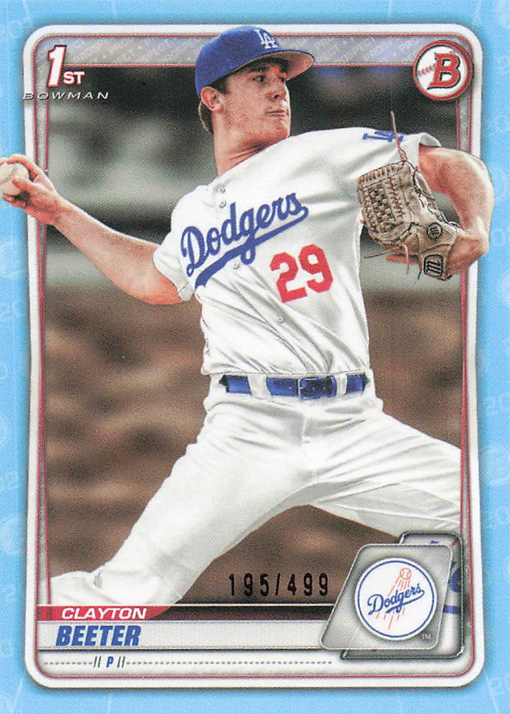 2020 Bowman Draft Baseball Sky Blue 195/499 Clayton Beeter #BD-30