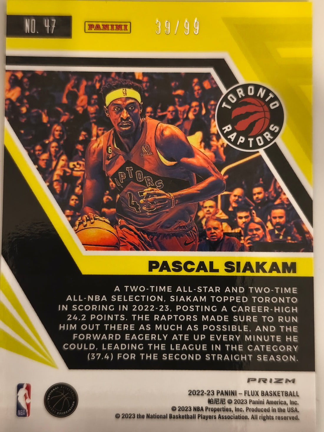 2022-23 Panini Flux Basketball Blue 39/99 Pascal Siakam #47