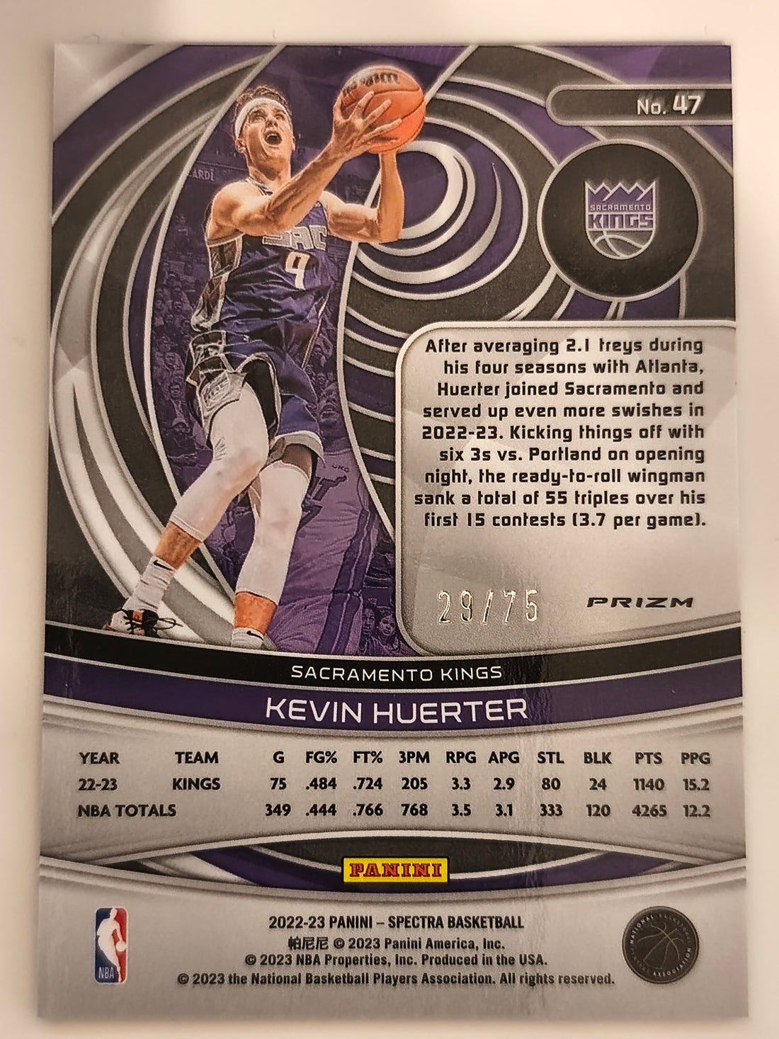 2022-23 Panini Spectra Basketball Asia Red and Yellow 29/75 Kevin Huerter #47
