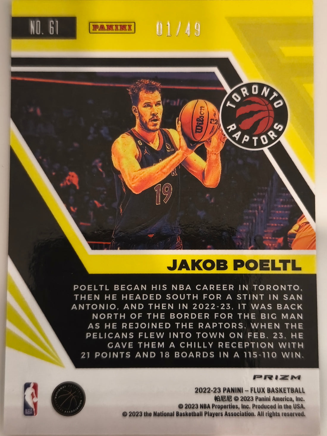2022-23 Panini Flux Basketball Solar Eclipse Jakob Poeltl #61