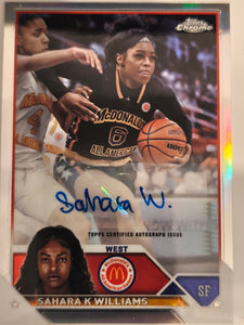 2023 Chrome McDonald's Chrome Autographs Sahara Williams #CA-SW
