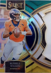 2023 Panini Select Football Green and Yellow Prizms Die Cuts Russell Wilson #129