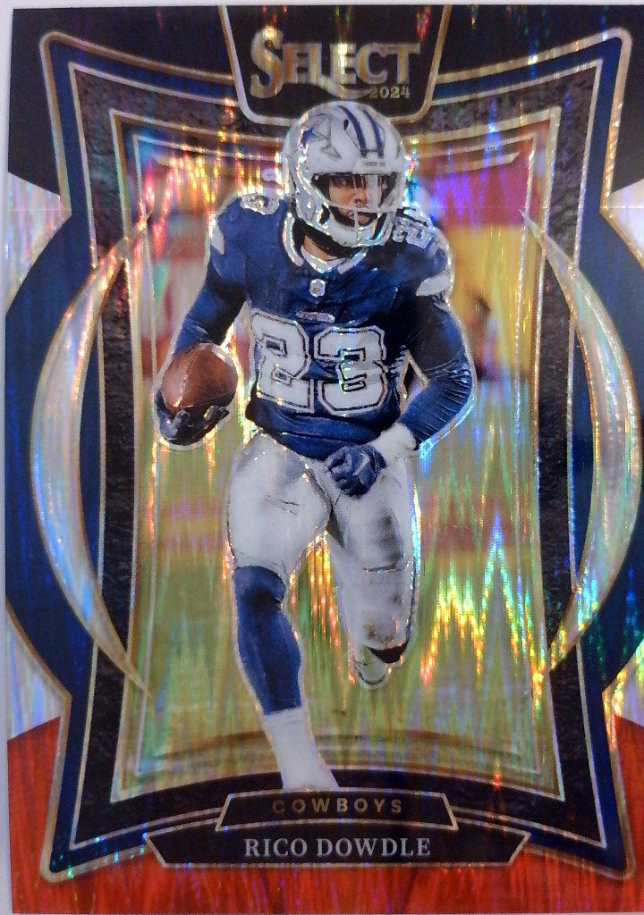 2024 Panini Select Football Black & Red Prizm Shock Rico Dowdle #90