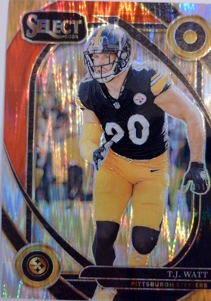 2024 Panini Select Football Red & Yellow Prizm Shock T.J. Watt #294