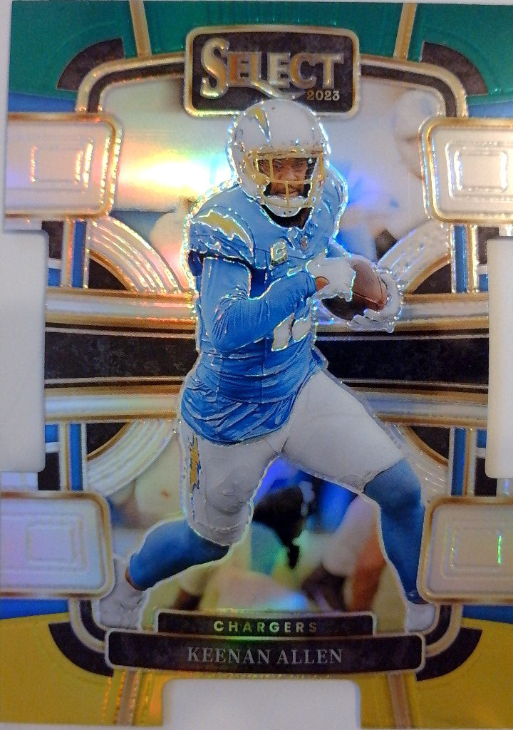 2023 Panini Select Football Green and Yellow Prizms Die Cuts Keenan Allen #51